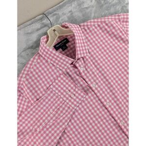Mizzen+Main Leeward Dress Shirt Men 2XL Pink Gingham Stretch Long Sleeve Classic